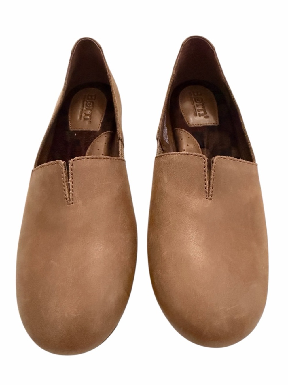 Born Sebra Leather Slip-On Loafers | Tan Brown Comfort Flats | Casual - Picture 2 of 14